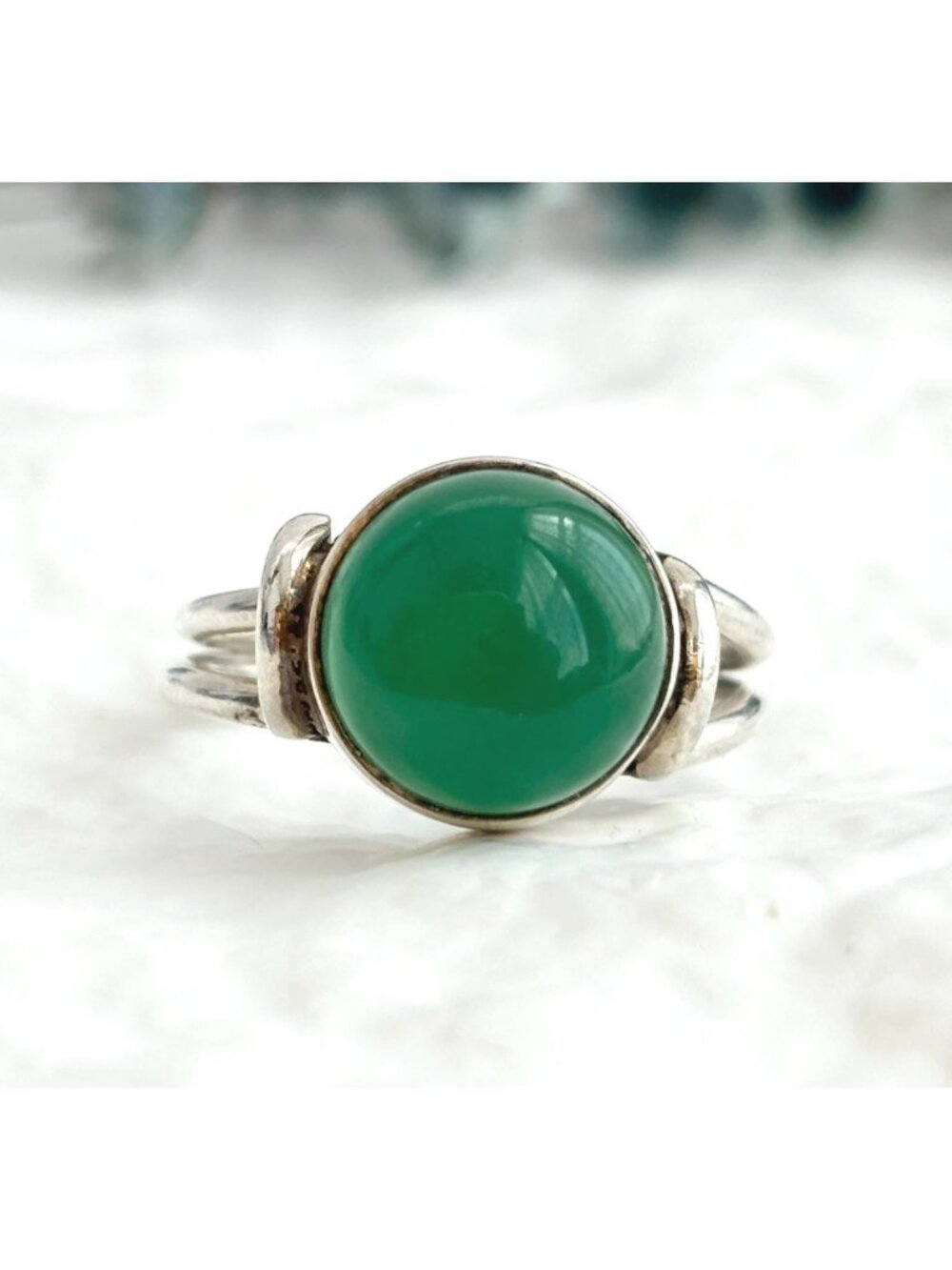 Chrysoprase Cabochon Stone SW Style Sterling Silver 925 Vintage Ring - sz 5.5